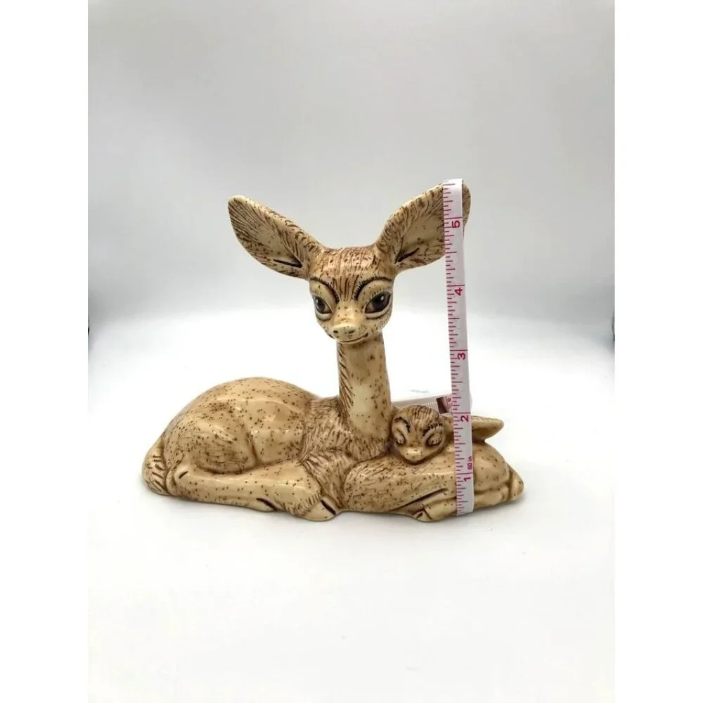 Large Deer Doe and Fawn Figurine Big Eyes Big Ears - Picture 6 of 7